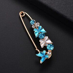 Butterfly Flower Crystal Brooch Pin Sweater Shawl Brooch Clip Fashion Trendy
